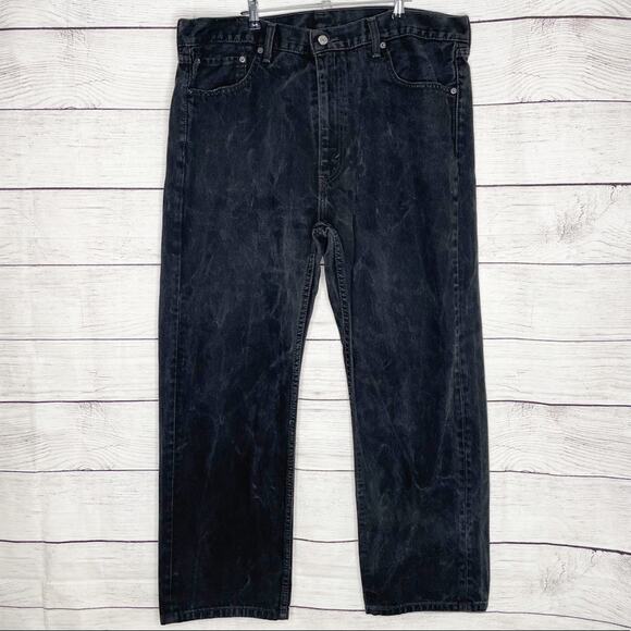 Levi's Black Acid Wash 505 Straight Leg Jeans 40x30